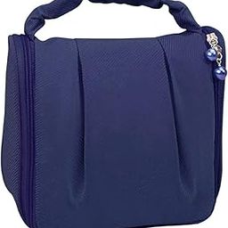 Toiletry Bag Luxury Cute Travel Make Up Hanging Wash Bag Cosmetic Waterproof Hanging Toiletries Bag Personalised with Pearl Zipper (Dark Blue)-image-29