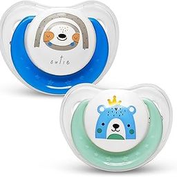 Mee Mee Pacifier Ultra Light Soft Silicone Nipple | BPA Free | Oral stimulatory | Teether | Air Flow Shield Pacifier for Babies with Cute Prints Pack of 2 (Green & Blue)-9