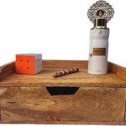 Khusubhdecor Wooden Desk Tray with Drawer, Storage Compartment, Natural Finish sliding drawer wall hanging wall shelves (pp)-image-37