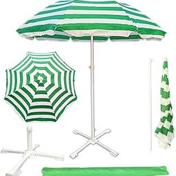 RAINPOPSON Garden Umbrella with Base Stand 8ft Green Stripe Color Big Size Outdoor Waterproof & Sun Protaction Umbrella Heavy Duty Cloth with Patio Garden Outdoor Umbrella (8ft) (Green)-25