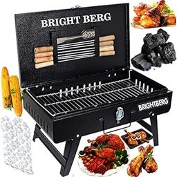 BRIGHTBERG Big Size Foldable Barbeque Grill Set Tandoor for Home with 8 Skewers, 1 Grill, 1 Glove, 1 Tong & 1 CHARCOAL PACKET-picture-29