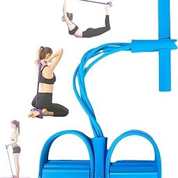 21 Fitness Resistance Bands-4 Tube Pedal Ankle Puller - 2025 New Sit up Leg Stretch Rope Exercise Bands with Handles, Stretching Workout Fitness Bands for Arm Weights Exercise Equipment (Blue)-image-93