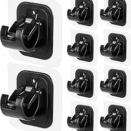 6PCS Self Adhesive Curtain Rod Holders No Drill Curtain Rods Brackets No Drilling Nail Free Adjustable Curtain Rod Hooks Curtain Hangers for Bathroom Kitchen Home Bathroom Hotel(Black)-22