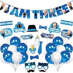 Zyozique Baby Boss 3rd Birthday Decorations, Baby Boss Party Supplies Set, Baby Party Supplies, Children Carnival Party Supplies Decoration - Paper Banner , Photo Booth and Balloon(Pack of 44)-image-59