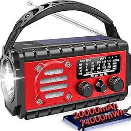 Aivica SW/NOAA/AM/FM Eergency Weather Radio,20000mAh/74000mWh Radio RED-picture-20