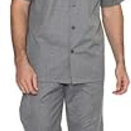 FILAFIL Cotton RICHED with Polyester Mens Nightsuit with Fully Elastic Pajama and Buttoned Half Sleeve TOP Size-XL,D.Grey-picture-12
