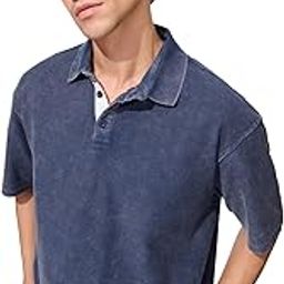 the souled store Estate Blue Men and Boys Short Sleeves Collared Neck Solid Cotton Oversized Polos-picture-44