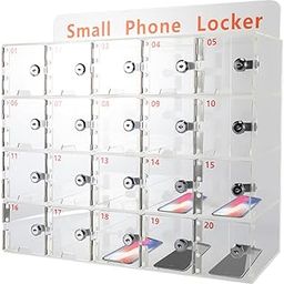 Cell Phone Storage Locker, Cell Phone Locker Box with Door Locks and Keys, Wall-Mounted Acrylic Cell Phone Lock Box, Cell Phones Storage Cabinet for Office School Classroom Factory (20 Slots)-picture-11