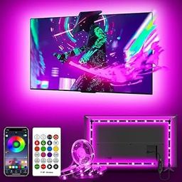 Gesto 5V USB Led Strip Light – Music Sync RGB Multicolor Background Lighting for TV PC Laptop Bias Lighting Gaming Room | TV Backlight Bluetooth App. and Remote Controlled (2 Meter for 16-40" TV's)-4