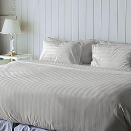 Blue Dahlia 300TC 1CM Stripe Cotton Duvet Cover - Grey, Quilt Cover for Double Bed with Button Closure, Sateen Weave | Razai/Rajai/Blanket/Comforter Cover,(85" x 98") SA 8000, Oeko-TEX Certified-image-42