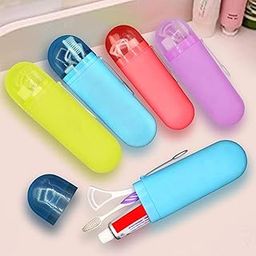 PK shopper Anti Bacterial Toothbrush Container/Oval Shape Travel Toothbrush Toothpaste Case Holder/Cosmetic Storage Box/Stationery Box - Pack of 4 (Multicolor)-image-34