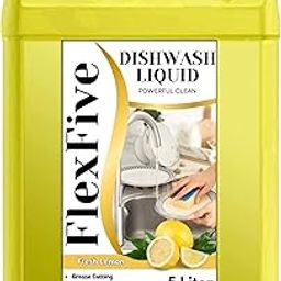 FlexFive Premium Lemon Dish Wash Liquid – High-Performance Grease Removal | Crystal Clear Shine | Zesty Fresh Fragrance | Hand-Safe Formula 5l (Lemon)-image-13