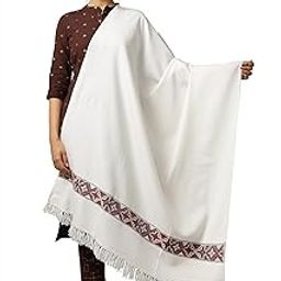 Ravaiyaa - Attitude is everything Hand Woven Wool Kullu Weaving Pallu Designed Shawl for Women's and Girls (80 x 40 IN) (Off White)-image-32