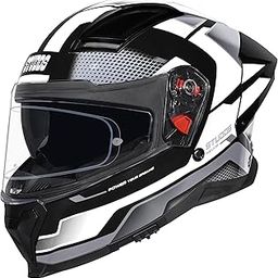 Helios Asphalt Full Face ISI and DOT Certified Helmet with Dual Visor Black & Grey - L-image-36