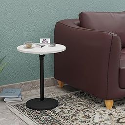 MTANK Adjustable Height C-Shaped Side Table for Sofa & Bed | Multipurpose Round Coffee Table with Metal Base | Small Modern End Table for Living Room, Bedroom, Office | White & Black |-picture-28
