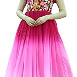 Women's Faux Georgette Dual Color Embroidered Ankle Length Gown-picture-15