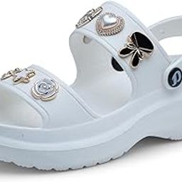 Women's Metallic Charms Fashion Slippers/Sandals with Adjustable Back Strap | Comfortable | LightWeight| Stylish & Anti-Skid| Waterproof Casual Beach Slides Mules Girls & Ladies D-533-picture-12
