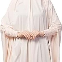 stretchable smoking at wrist knee length Jilbab cum prayer khimar Hijab (PINK POLY SMOKING KHIMAR)-image-37