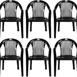 PETALS Plastic Chair for Living Room | Armchairs Set of 6 | Arm Chair for Home, Office, Garden, Drawing Room, Indoor & Outdoor | Capacity Upto 150 Kgs | Black, 6 Pcs, Royal | 3 Years Warranty-image-5