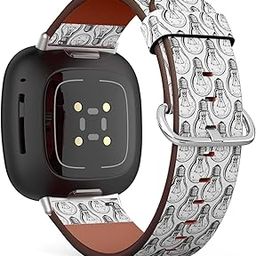 CJBROES Replacement Leather Watch Band, Compatible with Fitbit Versa 3 and Fitbit Sense of Wristband Bracelet Accessory - Incandescent-Bulbs-image-70