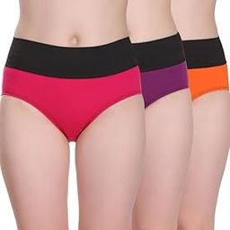 Women's Cotton Sinker High Rise Waistband Full Covrage Tummy Control Hipsters Panties Pack of 3-picture-4