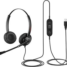 N/X USB Headset with Noise Cancelling Microphone Computer Phone Headset for Dragon Voice Recognition Speech Dictation PC Headphone for Call Center Skype Chat with Mic Mute Volume Control Call Button-4