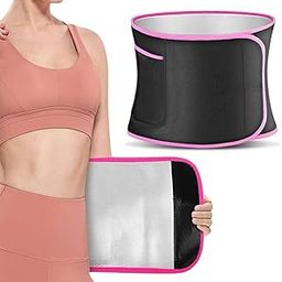KWSLIN Waist Trainer Belt with Pocket Weight Loss Workout Stomach Wraps Sweat Waist Trainer Gym Accessories Premium Fitness Bands Body Shaper Belly Sport Girdle Black with Red Edge, One Size-image-45