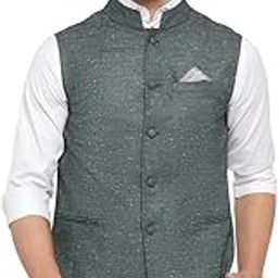 Men’s Polyblend Nehru Jacket |Textured | Band Collar | Smart Fit | Stylish Jacket-29