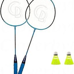 Premium Blue Shingle Shaft 2 Badminton Rackets with 2 Nylon Shuttles Badminton Kit-26