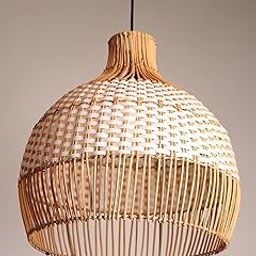 Habere India-All the Cultures Fabricating India Bamboo Lampshade | White Bamboo Pendant Lamp | Boho Lamp | Cane Lampshade | Rattan Lampshade | Bamboo Hanging Lampshade (Diameter 40 CM, Height 40 CM)-image-83
