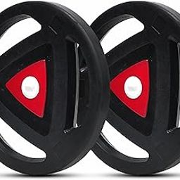 Protoner Rubber-Coated Metal Integrated 30 mm & 50 mm Olympic Barbell Rubber weight plates, Diameter | Rubber Weight | Spare Gym Weightlifting Platesl, Black and Red (30 mm, 10 kg (5kg x 2))-picture-13