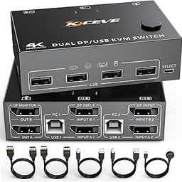 DP KVM Switch 2 Computer 2 Monitors Displayport USB KVM Switch for Two Monitors Supports 4K @ 60Hz for 2 Computers Share Keyboard, Mouse and Monitor-image-53