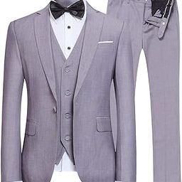 Men's Slim Fit 3 Piece Suit One Button Blazer Tux Vest & Trousers-picture-28