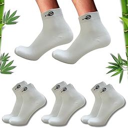 EcoSync Bamboo Socks - 80% Bamboo, Breathable, Moisture-Wicking, Anti-Odor, Seamless, Diabetic & Neuropathy Support, Gentle Compression, Copper Nano Tech, Everyday Comfort - 3-Pack (White/White/White)-3