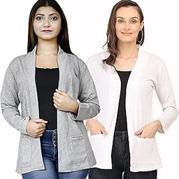 Women Pocket Shrug Pack of Two(LightGrey,White)-image-38