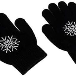 CALANDIS 2xGirls Women Kids Ice Skating Gloves Magic Stretch Glove Black Flower L | Skating Dresses-Girls-image-53