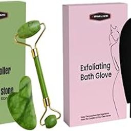 Finalize Exfoliating Gloves Free( Stone Massager) for Body Cleansing and Scrubbing, Bath Gloves Tan Removal - made of Natural Fibre, Gentle on the Skin, Sustainable, Unisex Easy to Use - (Glove Multi- 1, stone)-45