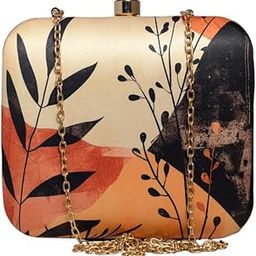 Abstract Art Printed Clutch Bag For Women With Detachable Chain Sling Strap-image-2