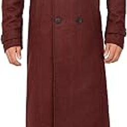 Men's Long Wool Blend Coat Double Breasted Trench Pea Coat Winter Wool Overcoat Top Coat-image-27