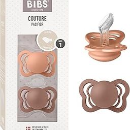 BIBS Couture Silicone Baby Pacifier - Anatomical & Soft Nipple, Gentle Shield Prevents Skin Irritation & Moisture Buildup, 100% Food Grade, BPA Free Soother, 0-6 Months, Pack of 2, Peach & Wood-image-80