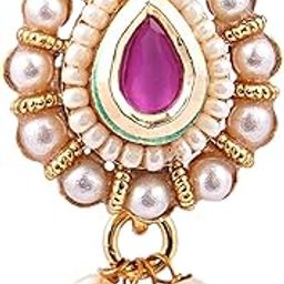 Women Gold Plated Stone & Pearl Maharastrian Nath-image-52