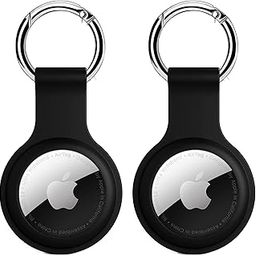 SQUIF Airtag Case for Apple Airtags Silicone Case Protective Cover for Airtag Case Locator Tracker Anti-Lost Device Keychain Protection Sleeve (2 x Black)-10