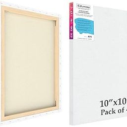 Eduway® 10x10 inches Pre Stretched Medium Grain 7Oz Primed Cotton Painting Canvas with Wooden Frame for Beginners & Artists | Suitable with Acrylic, Oil, Water Colours - (Set of 4)`-image-7