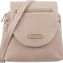 Beige Faux Leather Secure Magnet Snap Casual Sling Bag For Women (66-6674)-image-2
