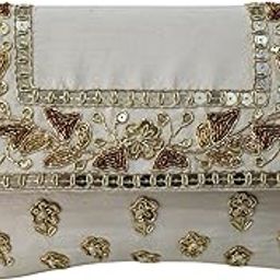 Fancy Zardozi Clutch Purse Bag Golden Hand Embroidery With Sling Chain Women's Handbag Party Evening Clutch Wedding-image-19
