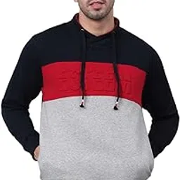 cantabil Color Block Grey Full Sleeves Mock Collar Regular Fit Men Casual Sweatshirt | Casual Winter Sweatshirts for Men | Mens Sweatshirts for Winter Wear (P_MSWS00109_Greymelange)-picture-35