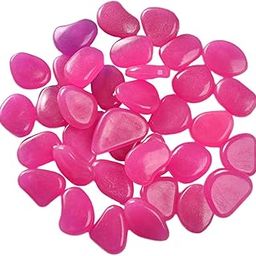 UJEAVETTE 50Pcs Luminous Stones Pebbles Decorative Decor Glow in The Dark Rocks Dark Purple-image-2