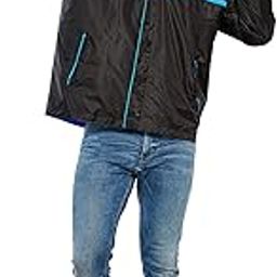 Mens Black Reversible Raincoat Set Waterproof with Adjustable Hood and Full Sleeve Stylish Jacket and Pant with Pockets Barsati Rain Suit-14