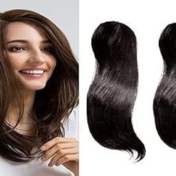 Verbier Front Scalp Closure/Bald Cover Up Patch/Side Cover Up Patches/Hair Topper Extension Clip In Crown Hair Topper Volumizer for Girls Women (2 Clip Brown Set of 2)-image-62