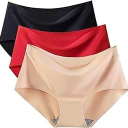 Ice Silk Seamless Mid Rise No Show Laser Cut Invisible Stretch Women Hipster Pants for Women Daily Use (Pack of 3, Multicolor)-image-72